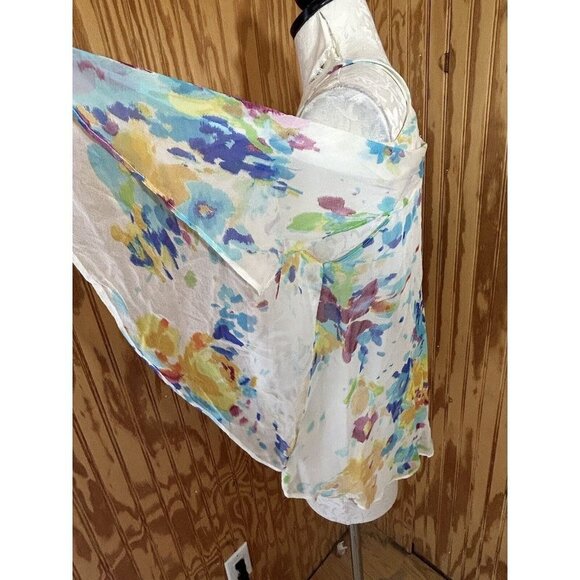 Anthropologie Maeve Silk Chiffon Cold Shoulder Watercolor Top Size Small - Picture 6 of 10